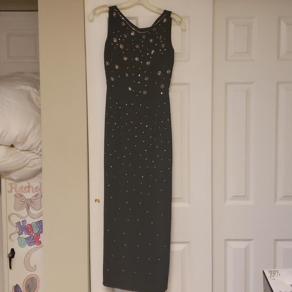 Black gown with rhinestones